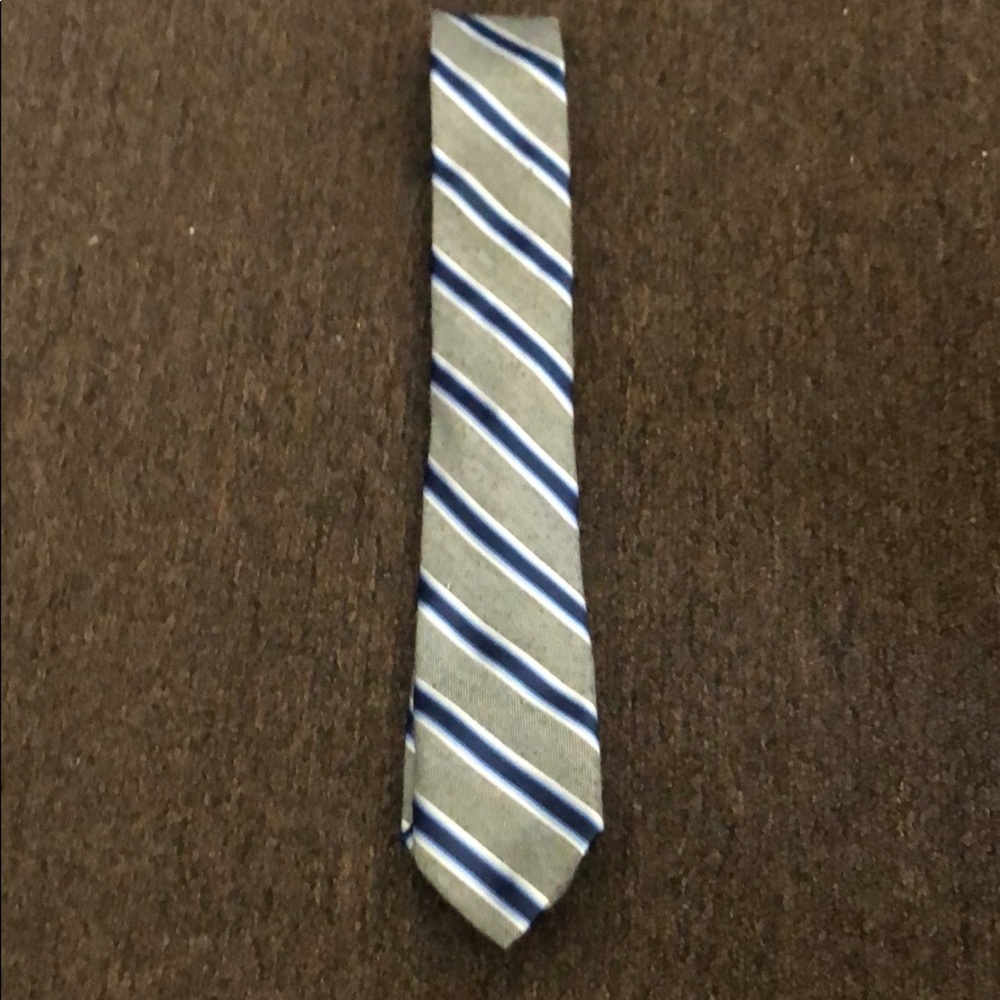 J.Ferrari Grey with blue and white stripe tie